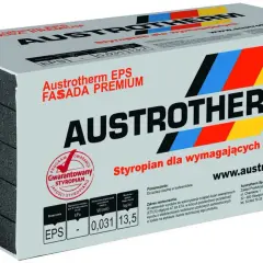 Opakowanie styropianu Austrotherm EPS Fasada Premium, idealne do izolacji wymagających budynków.