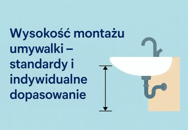 Wysokość umywalki nablatowej – jak dobrać idealną? Ilustracja pokazuje umywalkę z zaznaczoną wysokością montażu.
