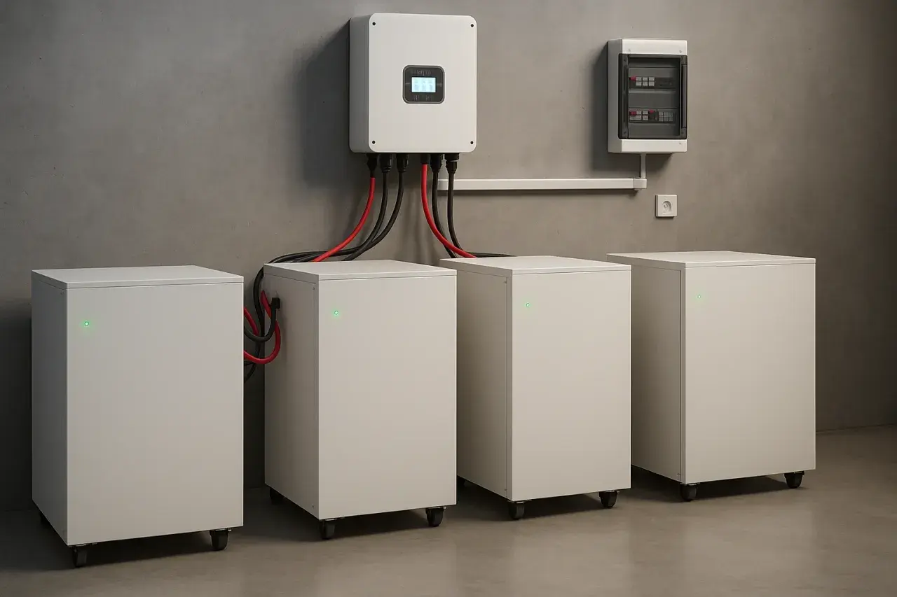 Nowoczesny magazyn energii z falownikiem i skrzynką bezpieczników. Sprawdź magazyn energii cenę i zainwestuj w przyszłość!